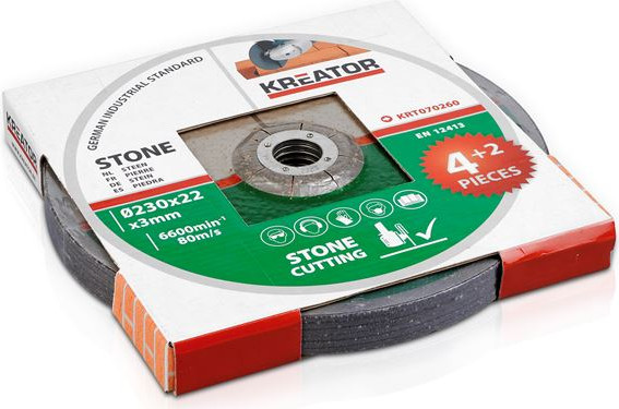 דיסק חיתוך לאבן ובטון  230x22x3 מ"מ  - 6 יח'  KRT070260